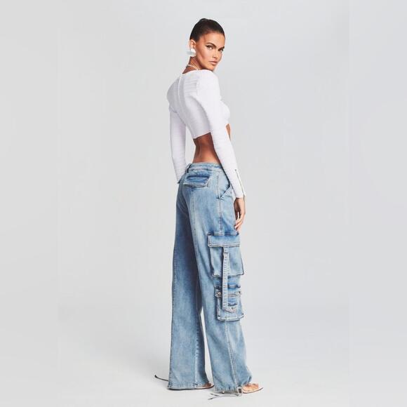 Retrofete Alejandra High Rise Wide Leg Cargo Jean Size 28 **RARE FIND-EUC* - Picture 2 of 4